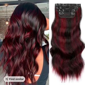 New Vigorous Clip-In Hair Extensions – Long Wavy (Synthetic) burgundy red